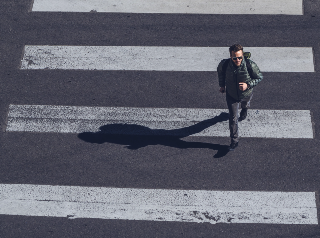 Pedestrian crossing the road