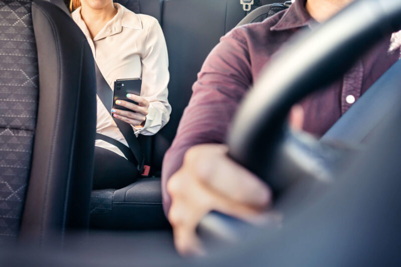 Person riding in an Uber