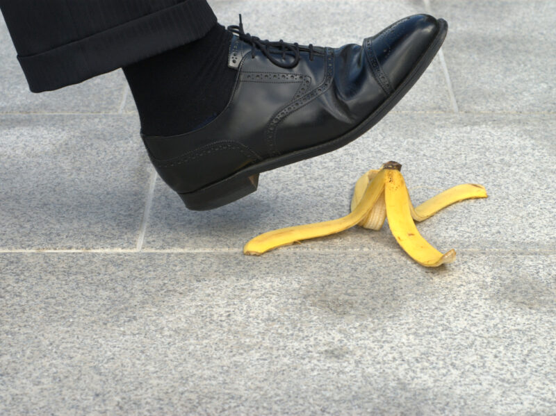 man slipping and falling